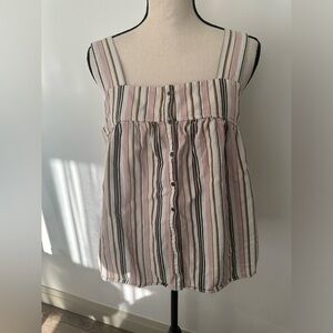 Old Navy striped  camisole, blouse, shirt, baby doll style, 100% cotton SZ M